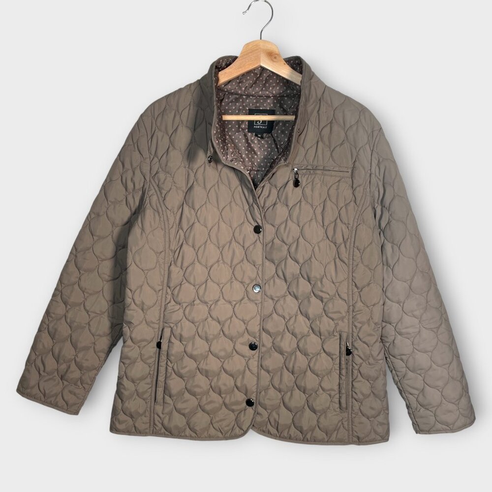🦜 Portrait Quilted Jacket Sz 14 Snaps Pockets Lightweight Seasonal Transition